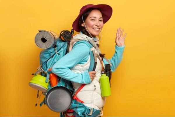 Woman carrying backpack